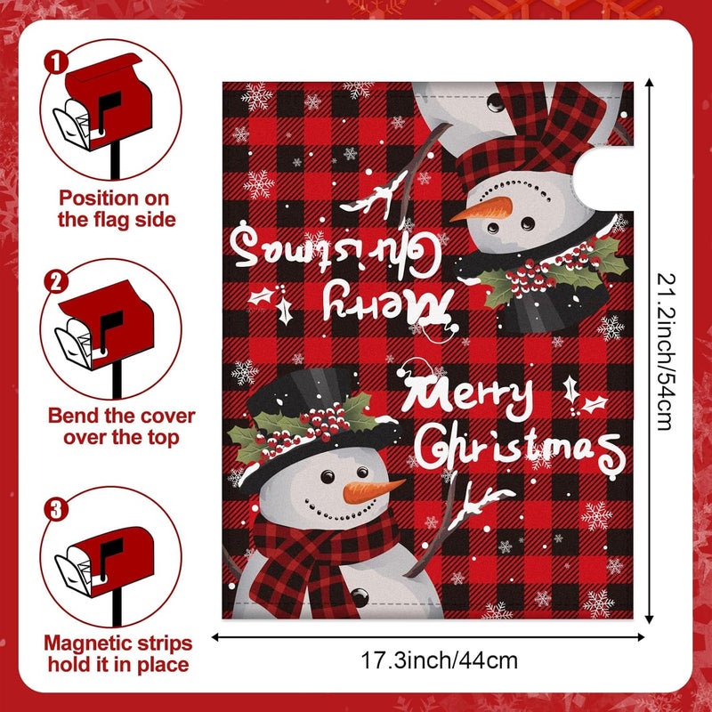MOUNTCLIM Merry Christmas Mailbox Cover Magnetic Standard 21" x 18", Snowman Winter Mailbox Wrap Post Letter Box Decor for Home Outdoor Garden Holiday - Image 2